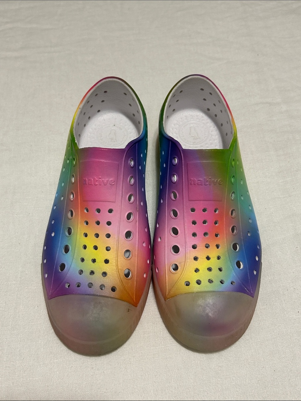 Native Jefferson Slip-On Sneaker, Color Rainbow Ombre, Like New,Sz.J1.